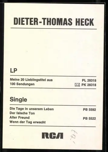 AK Musiker Dieter-Thomas Heck in die Kamera lächelnd, Autograph