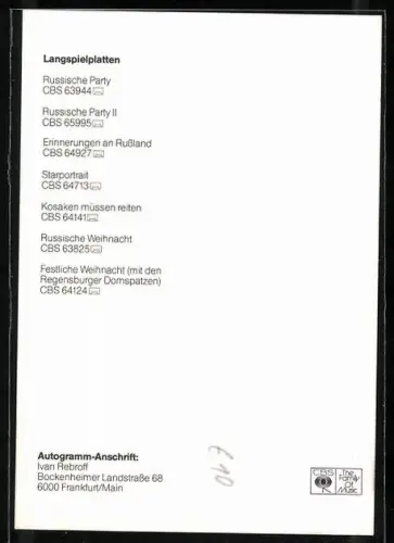 AK Musiker Ivan Rebroff mit Pelzmütze, Autograph