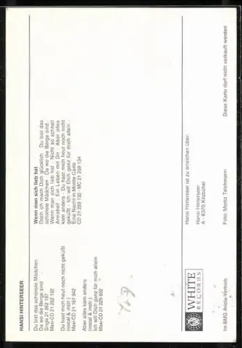 AK Musiker Hansi Hinterseer im Jackett mit Krawatte, Autograph