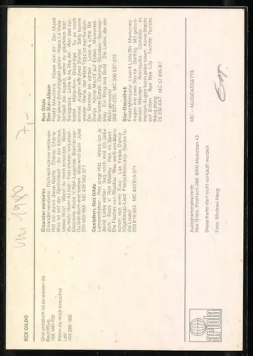 AK Musiker Rex Gildo im blauen Hemd, Autograph