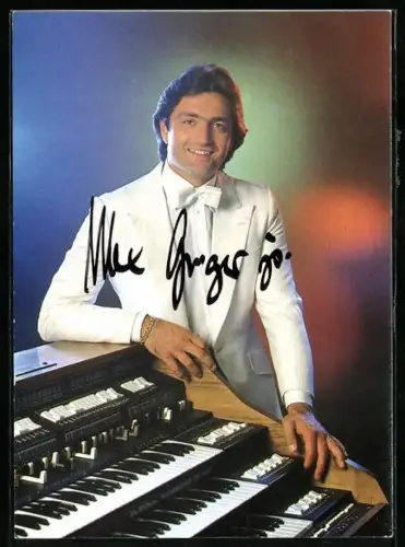 AK Musiker Max Greger Jun. mit elektrischer Orgel, Autograph