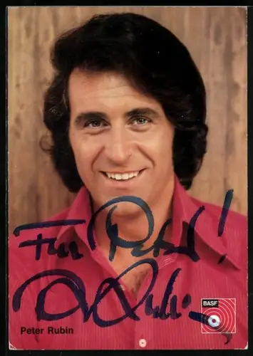 AK Musiker Peter Rubin im roten Hemd, Autograph