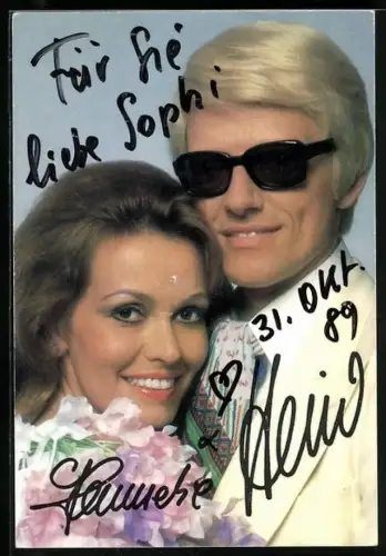 AK Musiker Heino und Hannelore im Porträt, Autograph