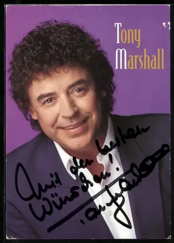 AK Musiker Tony Marshall im Anzug, Autograph