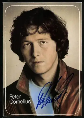 AK Musiker Peter Cornelius in Lederjacke, Autograph