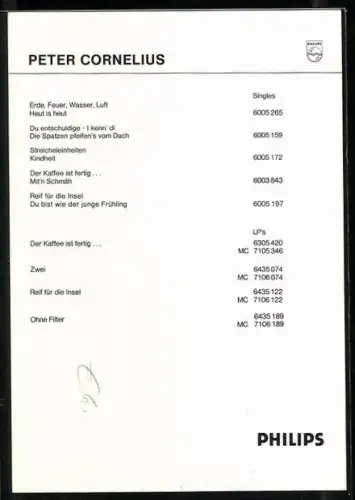 AK Musiker Peter Cornelius in Lederjacke, Autograph