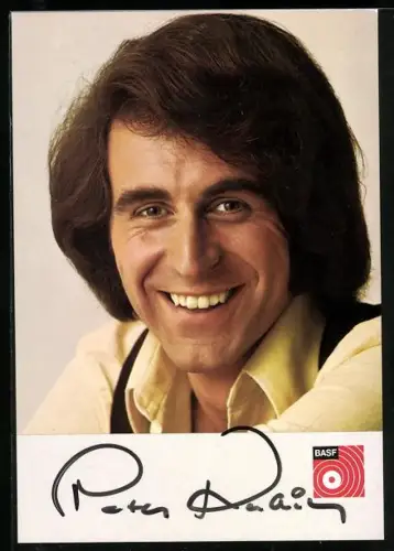 AK Musiker Peter Rubin lachend im Porträt, Autograph