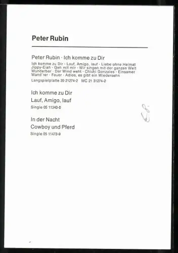 AK Musiker Peter Rubin lachend im Porträt, Autograph