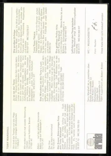 AK Sänger Tony Marshall im Porträt, Autograph