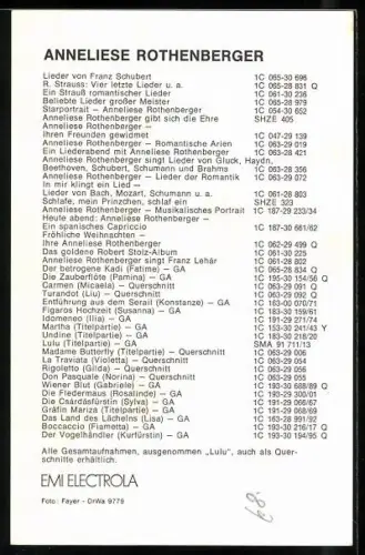 AK Musikerin Anneliese Rothenberger mit Perlenkette, Autograph