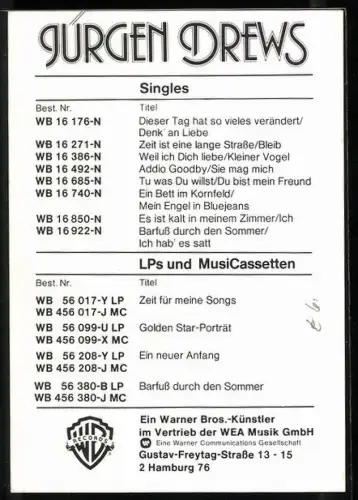 AK Musiker Jürgen Drews mit Gitarre, Autograph