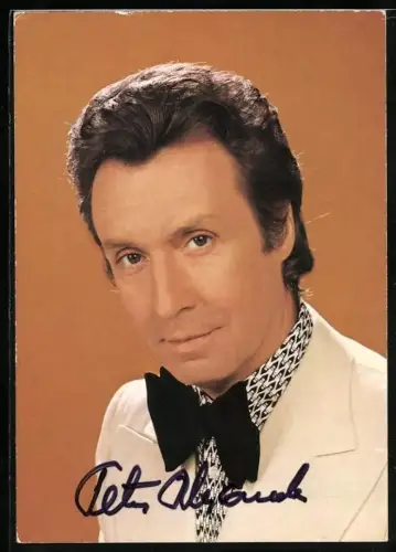 AK Musiker Peter Alexander mit schwarzer Fliege, Autograph
