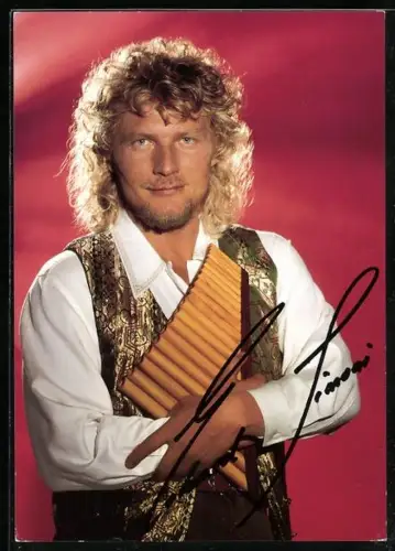 AK Musiker Edward Simoni mit Panflöte, Autograph