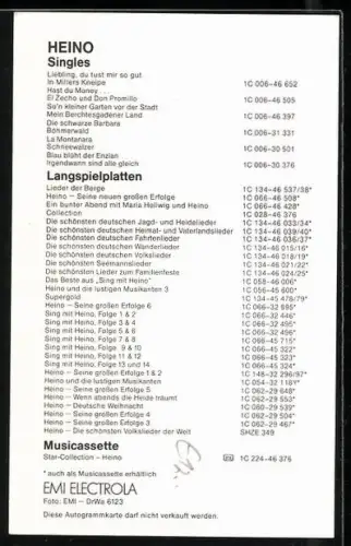 AK Musiker Heino mit Sonnenbrille, Autograph