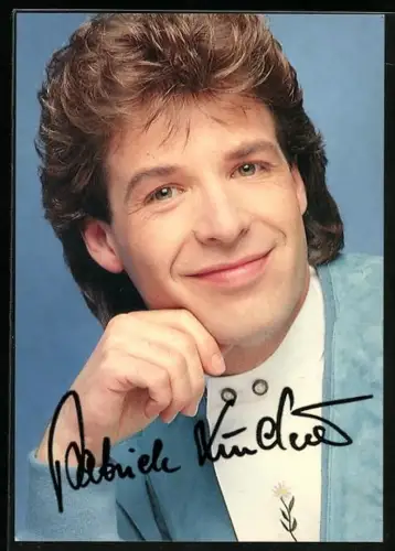 AK Musiker Patrick Lindner lächelnd im Porträt, Autograph