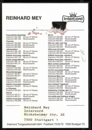 AK Musiker Reinhard Mey in weissem Hemd, Autograph