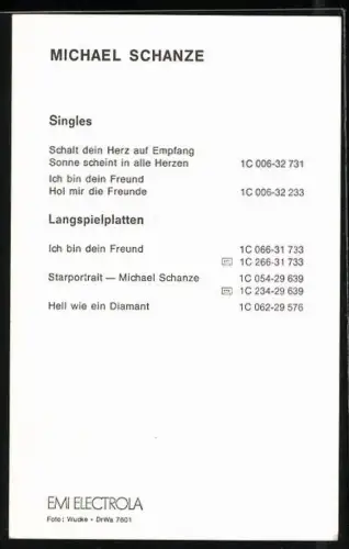 AK Musiker Michael Schanze im Porträt mit Autograph