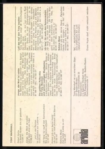 AK Musiker Tony Marshall lachend, Autograph