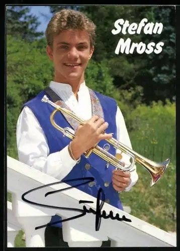 AK Musiker Stefan Mross mit Trompete, Autograph