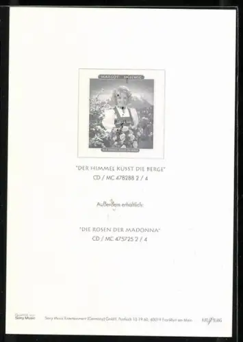 AK Musikerin Margot Hellwig mit Blumenstrauss, Autograph