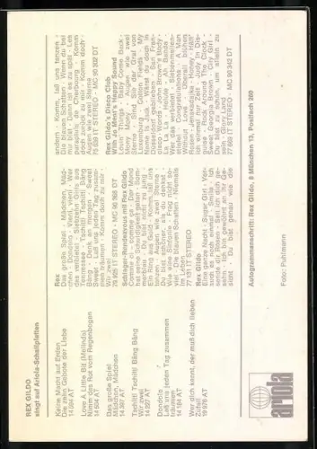 AK Sänger Rex Gildo in die Kamera blickend, Autograph