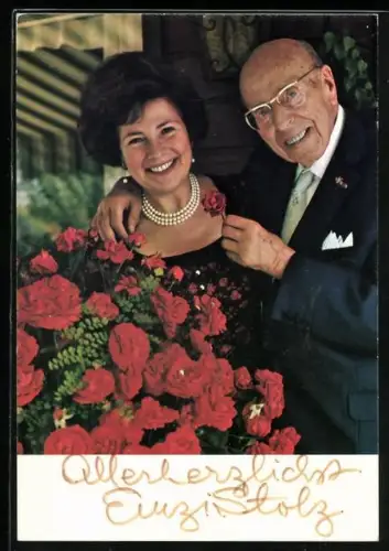 AK Musiker Robert Stolz mit seiner Ehefrau, Autograph