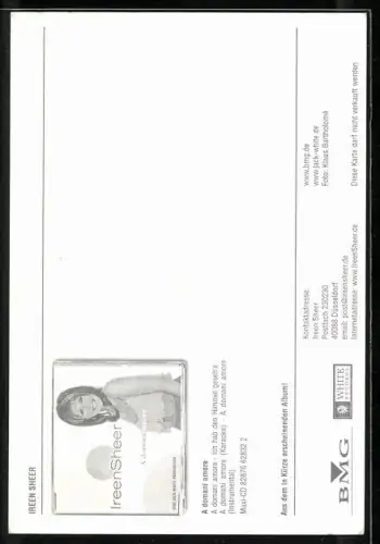 AK Musikerin Ireen Sheer lächelnd im Porträt, Autograph