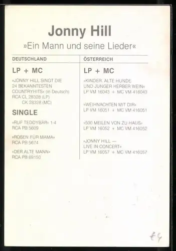 AK Musiker Johnny Hill im Westernhemd, Autograph