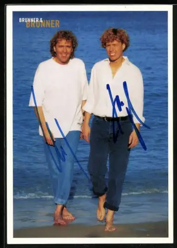 AK Musiker Brunner & Brunner am Strand, Autograph