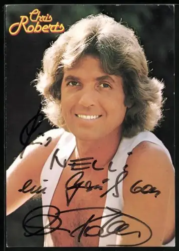 AK Musiker Christ Roberts in weisser Weste, Autograph