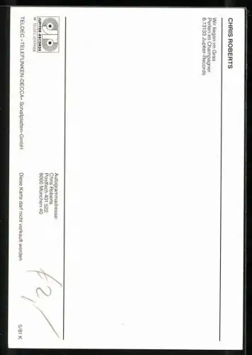 AK Musiker Christ Roberts in weisser Weste, Autograph