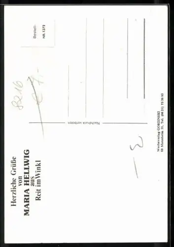 AK Musikerin Maria Hellwig mit Blumen, Autograph