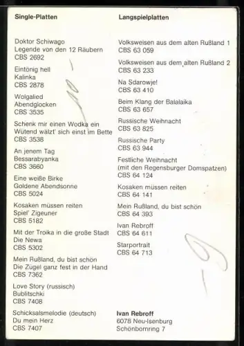 AK Musiker Ivan Rebroff lächelnd in russischer Tracht posierend, Autograph