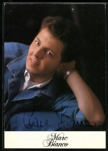 AK Musiker Marco Bianco in Jeanshemd, Autograph