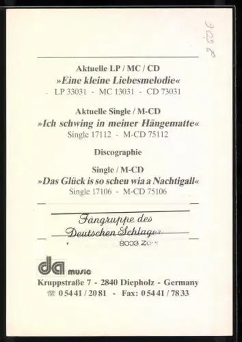 AK Musiker Marco Bianco in Jeanshemd, Autograph