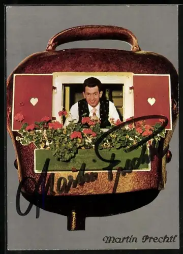 AK Musiker Martin Prechtl aus einem Fenster schauend, Autograph