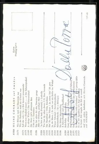 AK Musiker Heinz Conrad im Anzug, Autograph