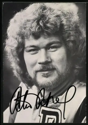 AK Musiker Peter Petrel lächelnd im Porträt, Autograph