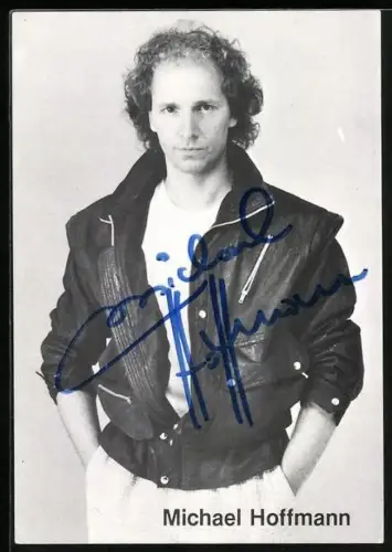 AK Musiker Michael Hoffmann in Lederjacke, Autograph