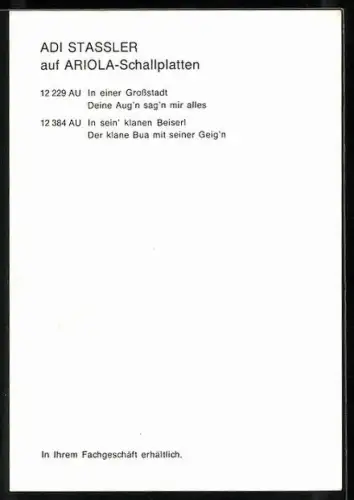 AK Musiker Adi Strassler mit Gitarre, Autograph