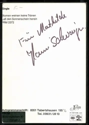 AK Musiker Hansi Schwaiger in Lederweste, Autograph