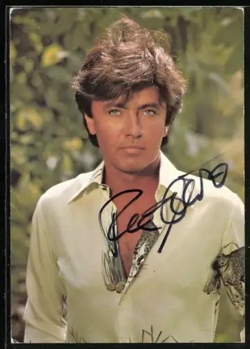 AK Musiker Rex Gildo im Hemd, Autograph