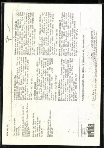 AK Musiker Rex Gildo in die Kamera blickend, Autograph