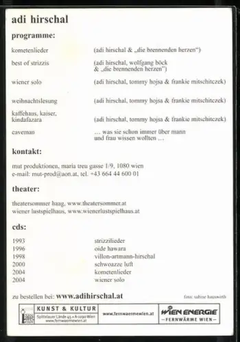 AK Musiker Adi Hirschal im Porträt, Autograph