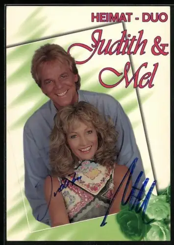 AK Musiker Judith & Mel zu zweit im Porträt, Autograph