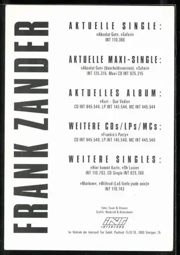 AK Musiker Frank Zander in buntem Hemd mit Sonnebrille, Autograph