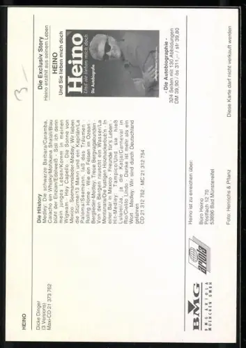 AK Musiker Heino im weissen Anzug, Autograph