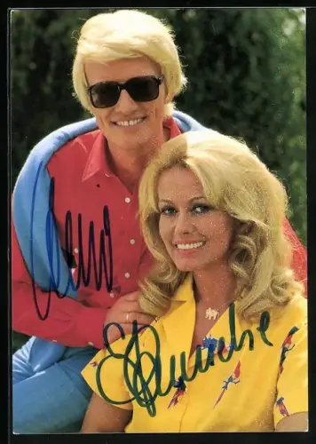 AK Musiker Heino und Hannelore im Grünen, Autograph