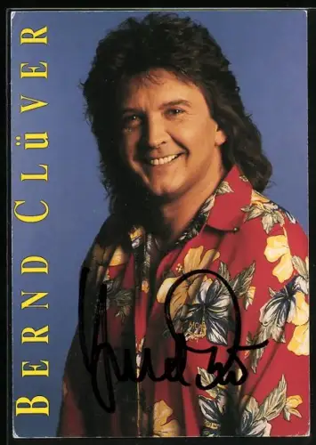 AK Musiker Bernd Clüver im Hawaii-Hemd, Autograph
