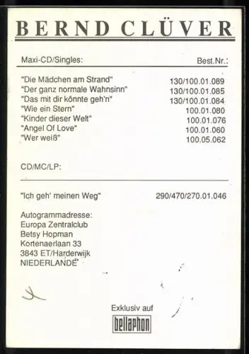 AK Musiker Bernd Clüver im Hawaii-Hemd, Autograph